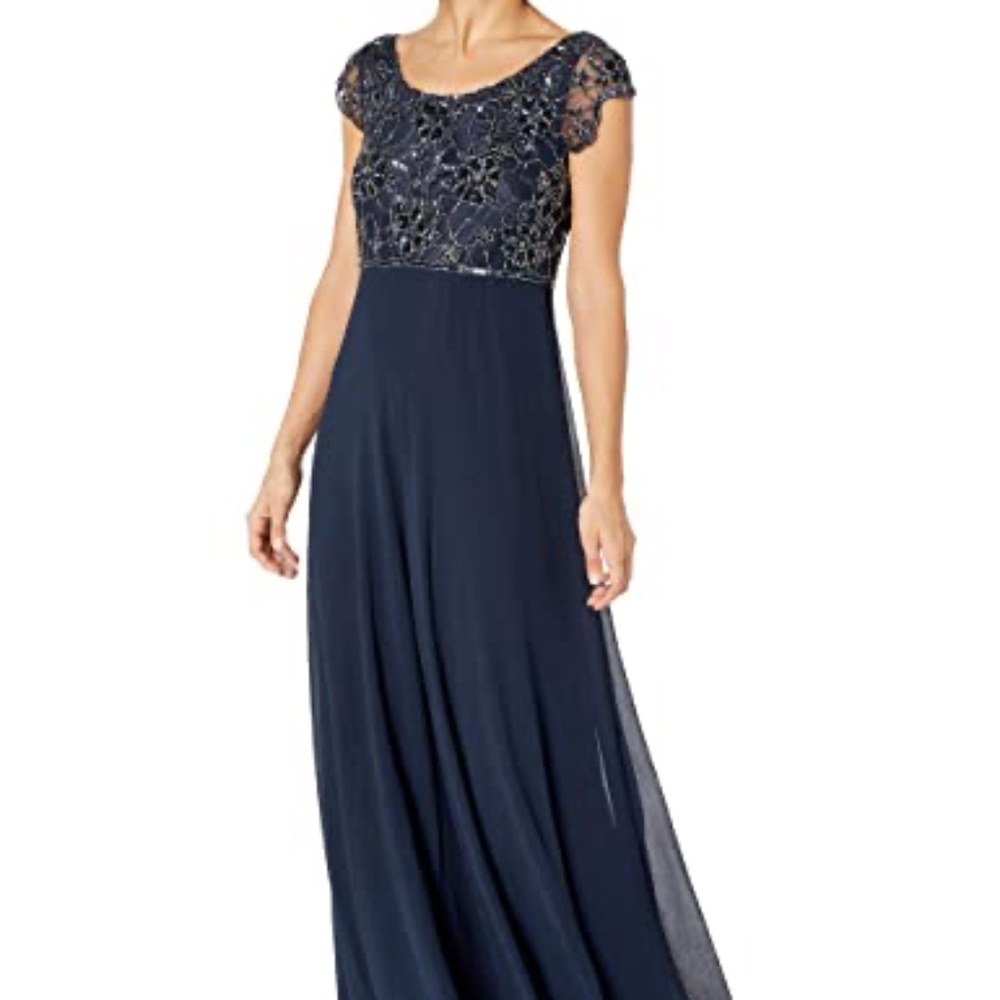 J Kara long dress with flutter sleeve